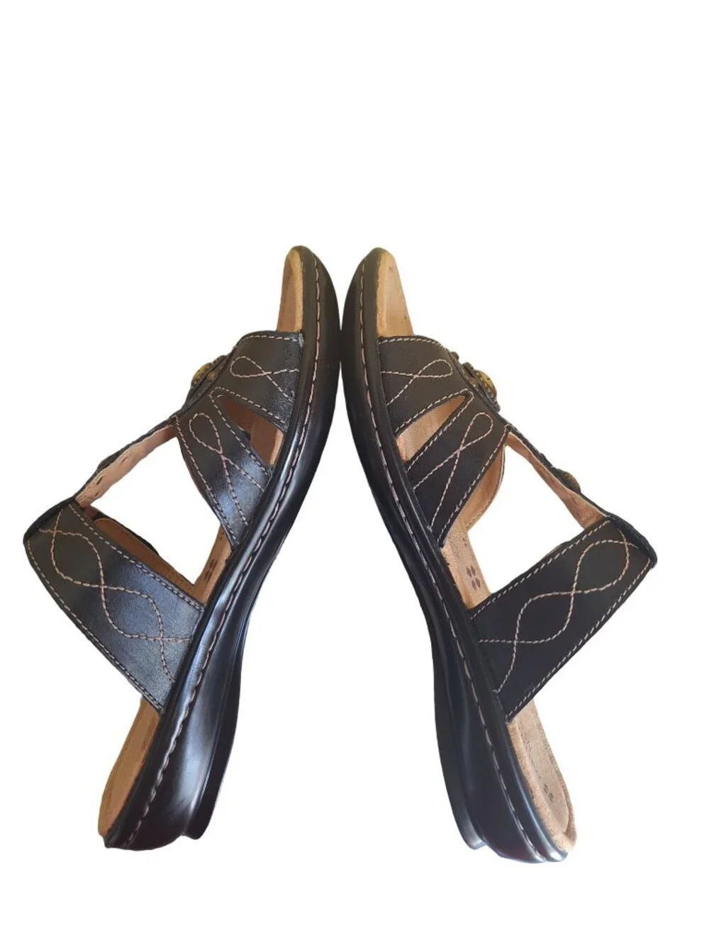 Naturalizer Journie Comfort Black Leather Gladiator Sandals Studded Sz 8.5